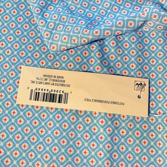 NWT Member's Mark Men's Short Sleeve Pattern Performance Polo Light Blue XXL - Picture 9 of 12